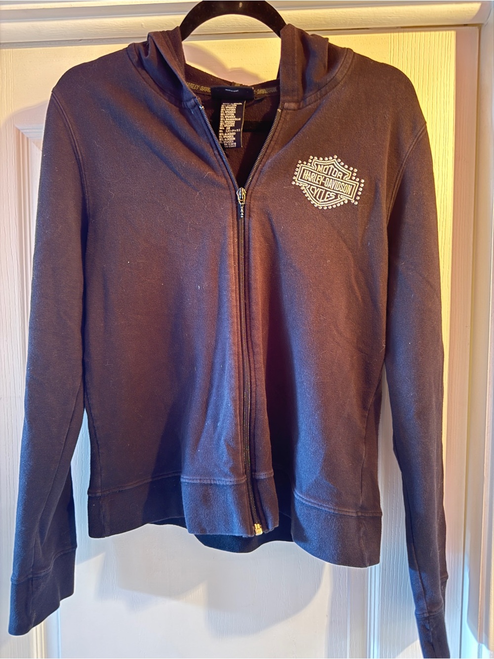 Harley-Davidson Women's Dark Brown Zip Hoodie with Crest Logo